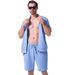 Men's Clothing Summer New Men's Simple Casual Jacquard Short Sleeved Zipper Cardigan Jacket Shorts Suit_viptrois.com
