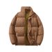Unisex Letter-Print Winter Jacket – Windproof Stand Collar Padded Coat, Warm & Stylish (Black/Coffee/White/Pink)_viptrois.com