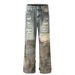 Men's Clothing high street retro stitching camouflage jeans heavy wear and tear old design trendy brand loose casual trousers_viptrois.com