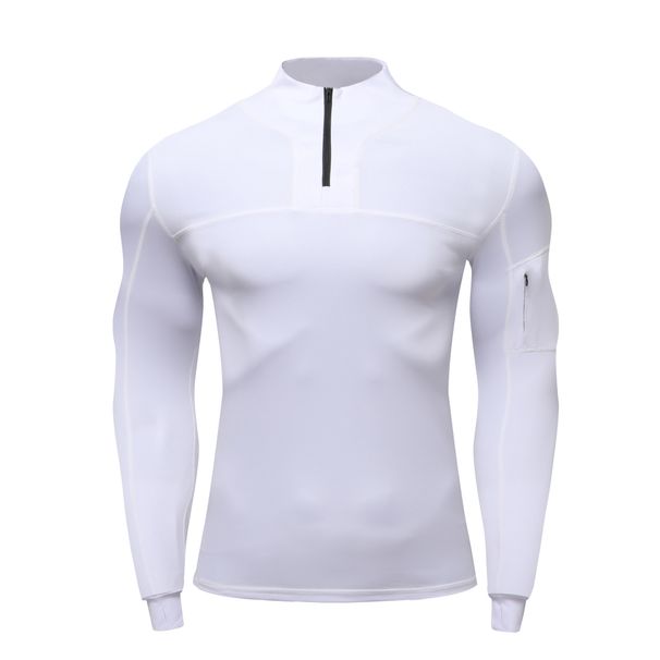 Man's clothing Men's quick-drying sports outdoor fitness wear stand collar invisible pocket long sleeve fitness wear sportswear_viptrois.com
