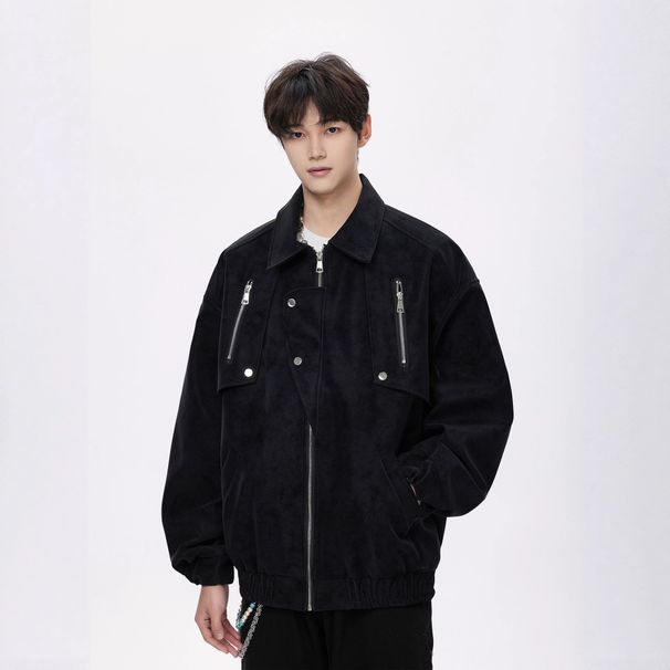 American Retro Locomotive Trendy Brand Jacket Men's Short And Wide Version Versatile Jacket Niche Design Casual Jacket Men_viptrois.com