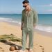 Men's Clothing Linen Suit Casual Loose Collared Shirt Long Sleeve American Style Autumn Beach Wear_viptrois.com