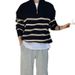New Half height Zipper Collar Sweater Men's Spring and Autumn Striped Knitted Bottom Shirt Casual Knitted Thread Top_viptrois.com