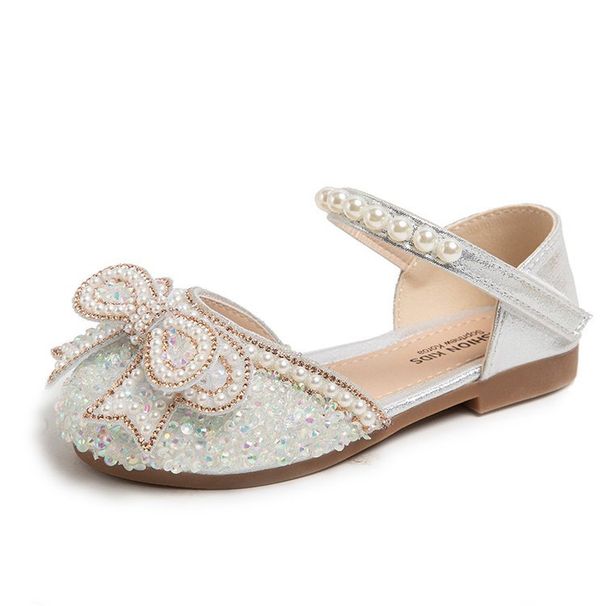 Children's Baotou Sandals Summer New Korean Version Bow Girls Princess Shoes Half Sandals Crystal Shoes_viptrois.com