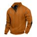 Men's Heavy Jacquard Henley Sweatshirt - American Vintage Stand Collar Button Placket, Long Sleeve Thermal Pullover For Autumn & Winter_viptrois.com
