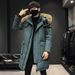 Pure Cross-Border Foreign Trade Mid-Length Down Jacket For Men Winter Large Fur Collar Workwear Over-the-Knee Thickened Warm_viptrois.com