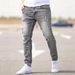 Cross-Border European And American Men's Slim-Fit Stretch Ripped Skinny Jeans For Men_viptrois.com