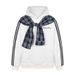 American Letter Embroidery Detachable Plaid Shawl Hooded Sweatshirt 2025 Unisex Autumn Loose Couple Ins Style_viptrois.com