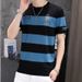 Ultra Thin Cool Breathable Short Summer Middle-aged And Young Striped Half Sleeved T-shirt For Men's Sweatshirt_viptrois.com
