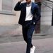 Men's Clothing Simple Slim Fit Casual Fashion Button Suit Two Piece Suit_viptrois.com