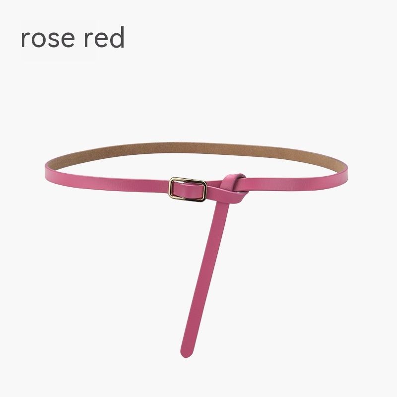 2024 New Women's Genuine Leather Versatile European and American Simple Thin Belt Knot Small Japanese Button Cowhide Decorative Dress_viptrois.com