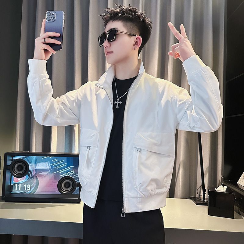 2023 New Spring And Autumn Turn-Down Collar Jacket Men's Fashion Top Stylish Versatile Coat Ins Trendy Brand High-End_viptrois.com