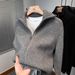 Men’s Double-Zip Knit Cardigan – Reversible High Neck Thickened Pullover (M-XXXL, Beige/Grey/Black/Brown)_viptrois.com