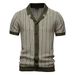 2025 Summer New Men's Short Sleeved Knitted Stripe Fashion Business Polo Shirt For Men_viptrois.com