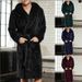 Men's Clothing warm men's large size thickened hooded patch pockets extended winter long sleeved solid color nightgown_viptrois.com