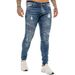 Men's Slim Fit Stretch Ripped Skinny Jeans | Biker Style Denim Pants With Tapered Leg For Casual Wear_viptrois.com