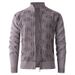 Men's Clothing Cardigan Sweater Stand Collar Plus Velvet Fleece-Lined Sherpa Knit Cardigan Sweater Winter Warm Stand Collar Pullover Casual Outdoor_viptrois.com