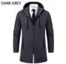 Men's Fleece-Lined Hooded Knit Jacket - Long Sleeve Casual Coat With Sherpa Collar, Slim Fit Mid-Length Cardigan For Winter & Urban Style_viptrois.com