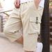 Men's Quick-Dry Cargo Shorts 7 Inch Workwear Style Casual Knee-Length Comfortable Fit with Pockets_viptrois.com