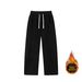 Men's American Style Heavyweight Deconstructed Curved Blade Sweatpants Winter Retro Solid Color Loose Wide Leg Casual Sports Pants_viptrois.com