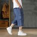 European Size Summer Seven-Point Youth Men's Pure Cotton Straight Casual Cargo Pants_viptrois.com