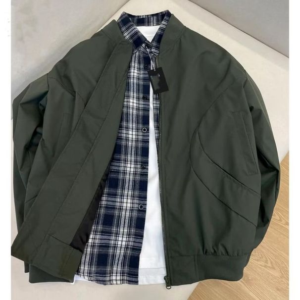Spring And Autumn New Outdoor Washed Casual Jacket, Loose Large Size Workwear, Stand Collar Men's Coat_viptrois.com
