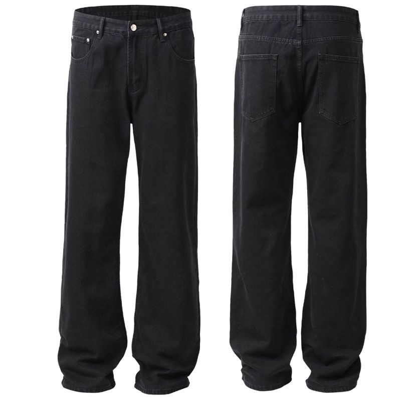 Men's Clothing Autumn New American Style Black Jeans Men's Cleanfit Trendy Loose Straight Leg Pants_viptrois.com