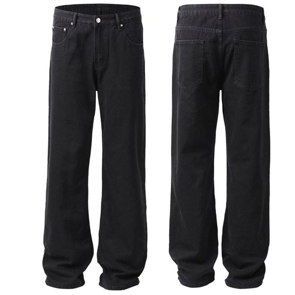 Men's Clothing Autumn New American Style Black Jeans Men's Cleanfit Trendy Loose Straight Leg Pants_viptrois.com