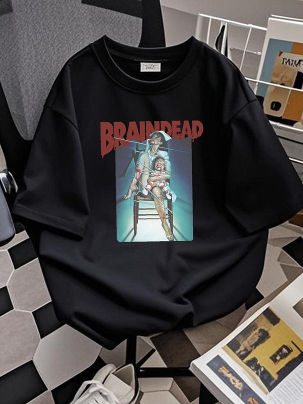 Braindead Comedy Horror Film Movie Classic Retro Dead Alive Poster T-Shirt Casual Unisex Graphic Soft Versatile Summer Breathable Comfortable_viptrois.com