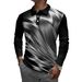 Pulse Polo Shirt European And American Cross-Border Men's Long Sleeve Striped T-Shirt Middle-Aged Plaid Button_viptrois.com