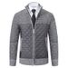 Men's Clothing Casual Stand Collar Sweater Coat Men's Winter Casual Stand Collar Sweater Jacket With Fleece Lining Diamond Grid Knit Cardigan_viptrois.com