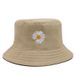 Bucket Hat Version Of Spring And Autumn Embroidered Small Daisy Double Sided Flower Hat Cute Ladies Sun Protection Sun Hat_viptrois.com