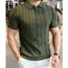 Men's Summer Knit Polo Shirt Slim Fit Breathable Short Sleeve Casual Solid Color T-Shirt Comfortable Round Neck Top_viptrois.com