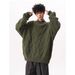 Vintage Round Neck Sweater Men And Women's Autumn And Winter Loose Fried Dough Twists Knitting Coat_viptrois.com