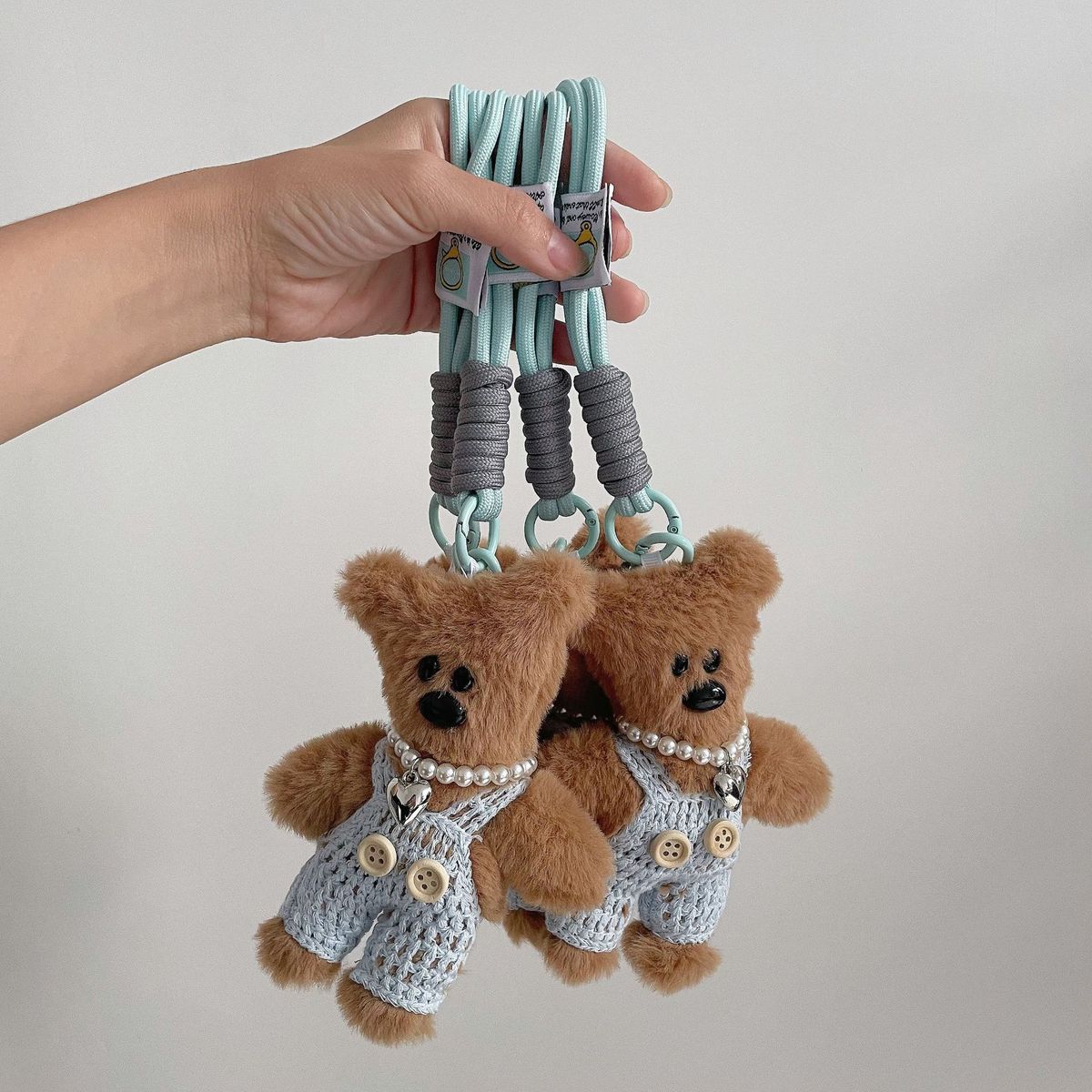Adorable Mr. Bean Teddy Bear Keychain - Cute Backpack Charm, Anti-Loss Strap For Keys & Accessories (Multiple Colors)_viptrois.com