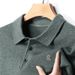 Autumn And Winter Light Luxury Men's Cashmere Sweater Winter Business Leisure Versatile Solid Color Lapel Embroidered Sweater_viptrois.com