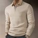 Men's Long Sleeve Jacquard Polo Shirt – Premium Cotton Blend, Slim Fit, Business Casual_viptrois.com