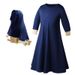 Kids’ Clothing Girls' spring and autumn long sleeved color blocked ruffled lace dress + bow headscarf two piece children's clothing set_viptrois.com