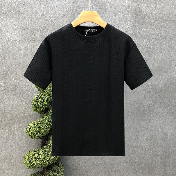 Teenage and guys High grade hemp pattern white men's short sleeved T-shirt trendy brand trendy summer clothes new 2024 spirited young man clothes_viptrois.com