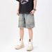 Men's Clothing American High Street Pants Trendy Brand Cool Street Men American Retro Workwear Jeans Raw Edge Stitching Straight Shorts_viptrois.com