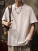 210G Heavy Cotton Short-sleeved T-shirt Men's Summer New Trendy Brand Solid Color Loose Round Neck Bottoming Shirt Half-sleeved Top_viptrois.com