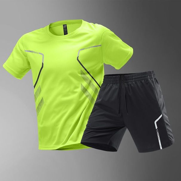 Summer Ice Silk Sports Men Sets New Quick Dry Breathable Gym Clothing Running Basketball Training Short Sleeve Tops Shorts Suit_viptrois.com