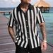 Men's Clothing New Summer Black And White Striped Short Sleeves Comfortable Casual_viptrois.com
