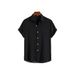 European And American Cross-Border Hot-Selling Rayon Fashion Trend Solid Color Dark Grid Short Sleeve Men's Shirt_viptrois.com