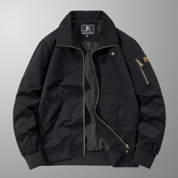 Vintage-Inspired MA-1 Flight Jacket – Slim-Fit Cotton Bomber With Stand Collar (Khaki/Army Green/Beige/Black)_viptrois.com