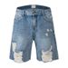 Men's Clothing Summer High Street Bottom Big Hole Denim Shorts Hip Hop Couple Beggar Pants_viptrois.com
