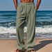 Men's Clothing New Cotton And Linen Loose Pants Men's Straight Solid Color Casual Lace Up Wide Leg Pants Men_viptrois.com