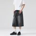 2025 2025 Summer American Lightning Crack Black Grey Jeans Men's Straight Tube Loose Wide Leg Shorts Y2k Street Hip Hop Sevens_viptrois.com
