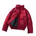 Unisex Stand Collar Puffer Jacket - Winter Warm Thickened Polyester Coat For Couples, Loose Fit Zip-Up Casual Outerwear_viptrois.com