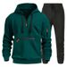 Men's Fleece Hoodie & Jogger Set With Zipper Pocket - Winter Pullover Sweatshirt & Pants Outfit For Casual & Sport (Black, S-XXXL_viptrois.com